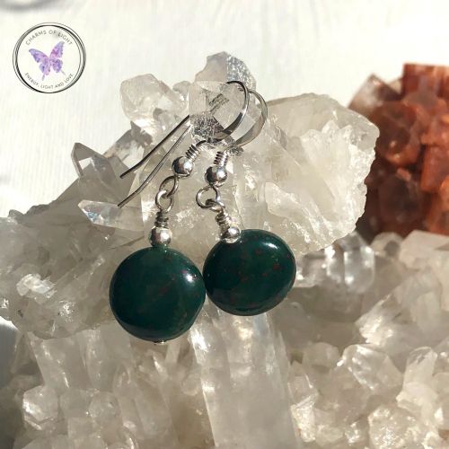 Bloodstone Coin Earrings